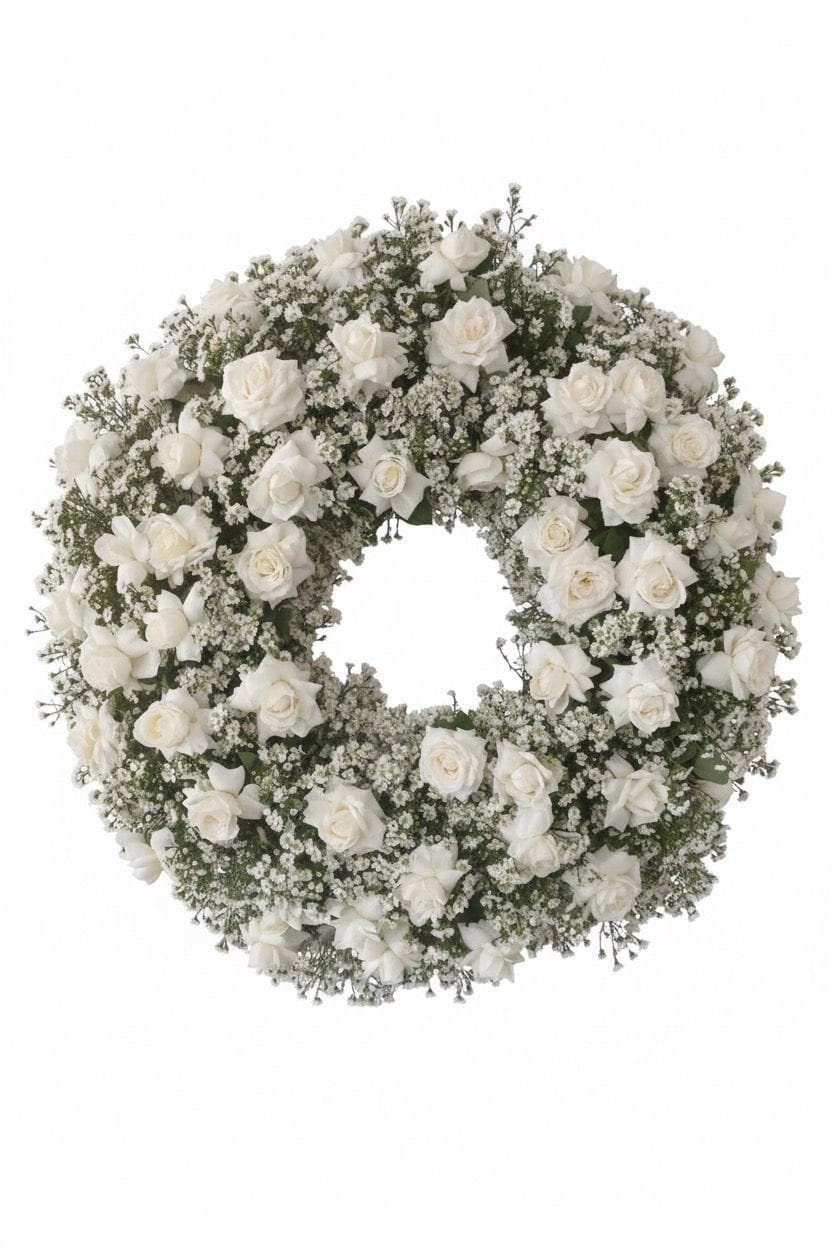 Coroa Especial Rosas Brancas — coroa de flores para velório em Brasília