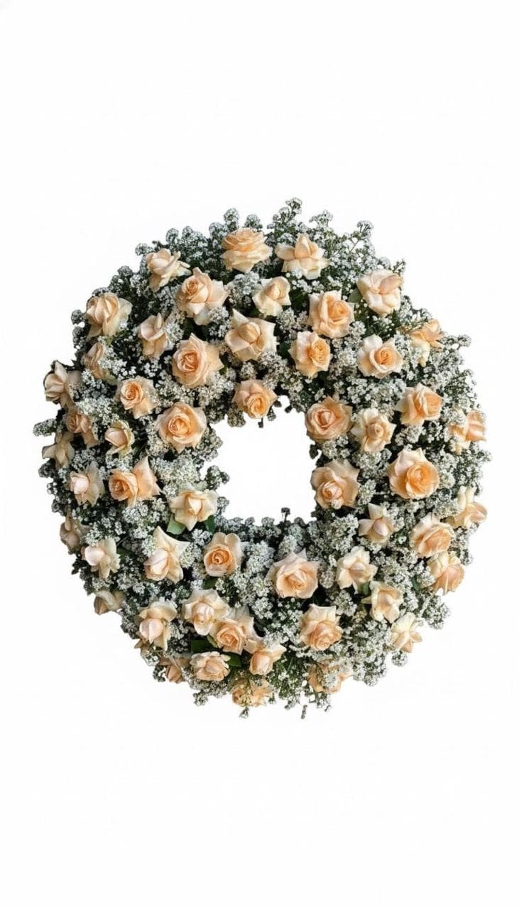 Coroa Especial Rosas Champanhe e Astromélias — coroa de flores para velório em Brasília
