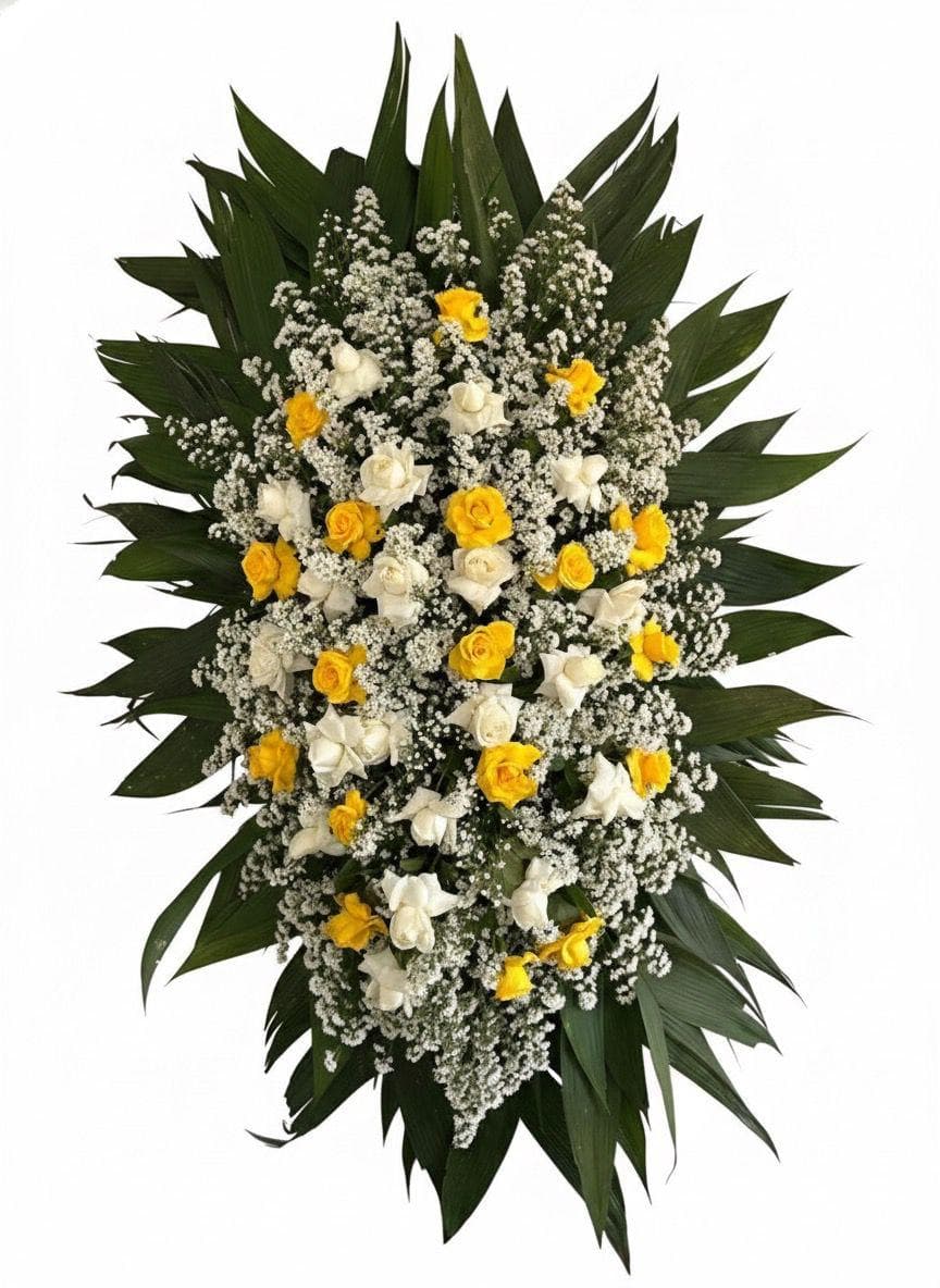 Coroa Rosas Brancas e Amarelas — coroa de flores para velório em Brasília
