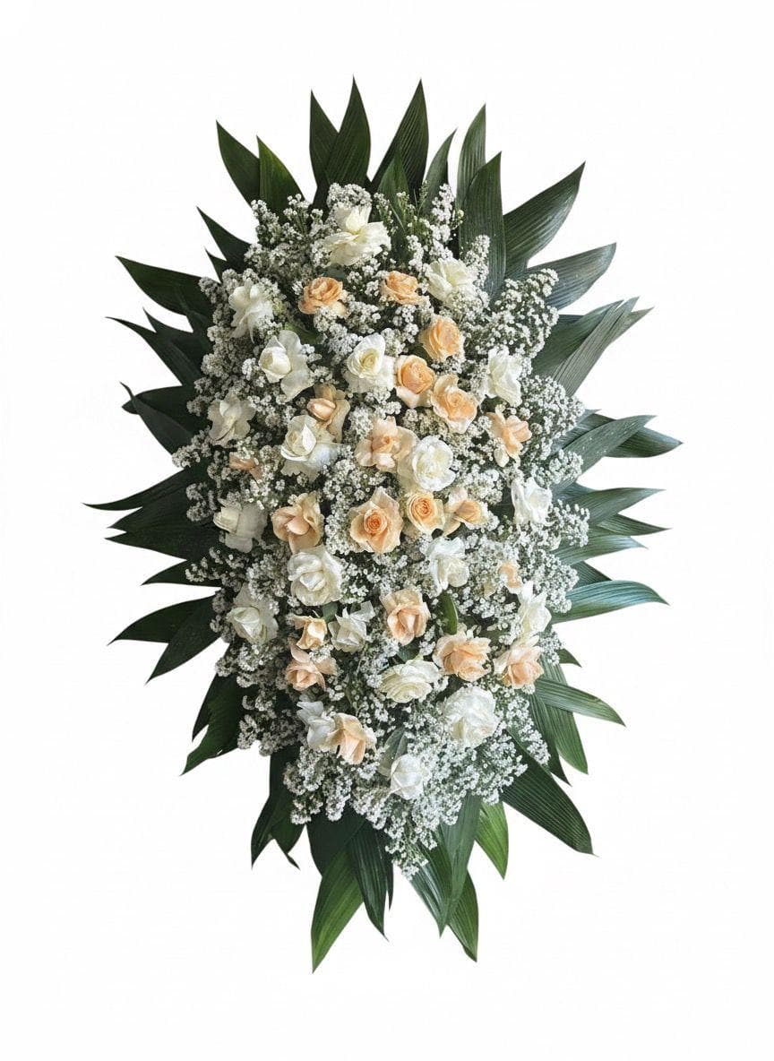 Coroa Rosas Brancas e Champanhe — coroa de flores para velório em Brasília