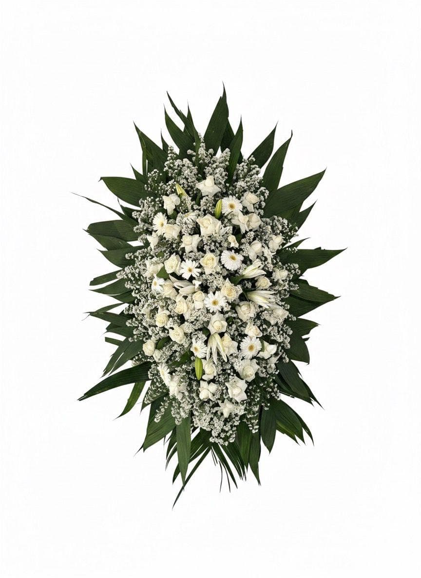 Coroa Rosas Brancas, Lírios e Astromélias — coroa de flores para velório em Brasília